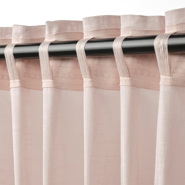 SILVERLÖNN sheer curtains, 1 pair, pink/with heading tape, 145x300 cm