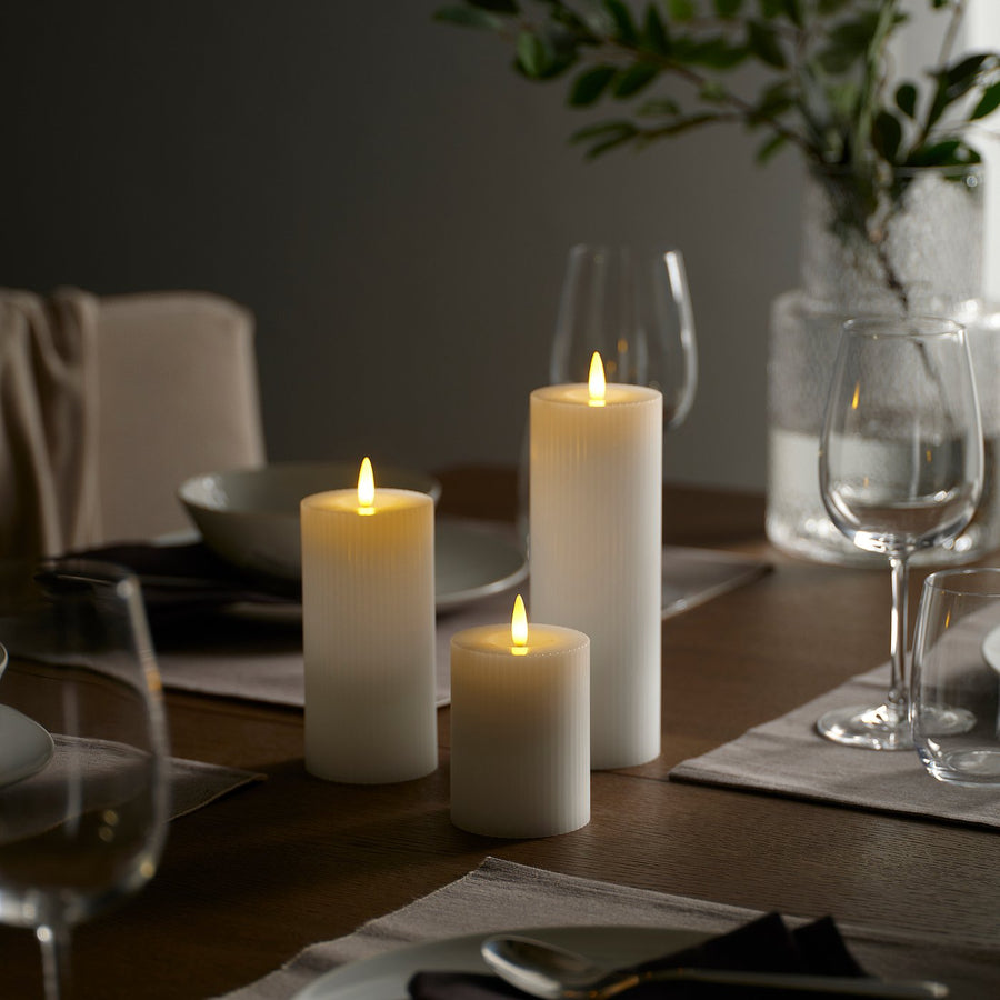 SILVERMÅS LED pillar candle, set of 3, battery-operated white