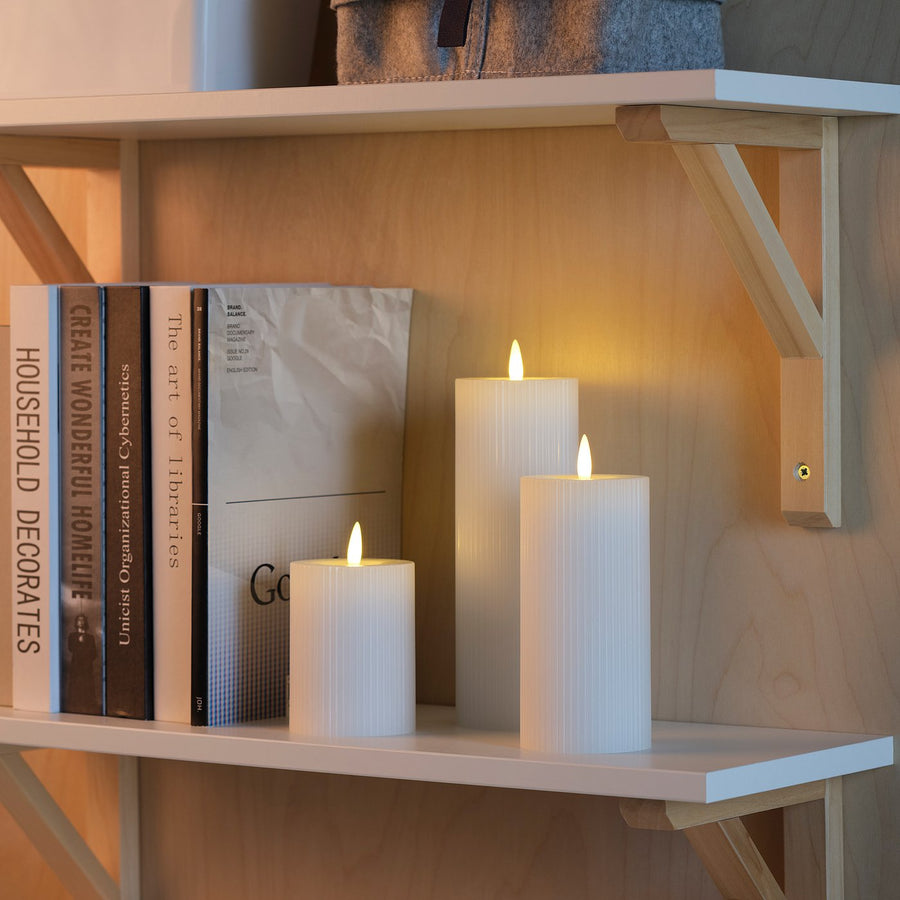 SILVERMÅS LED pillar candle, set of 3, battery-operated white