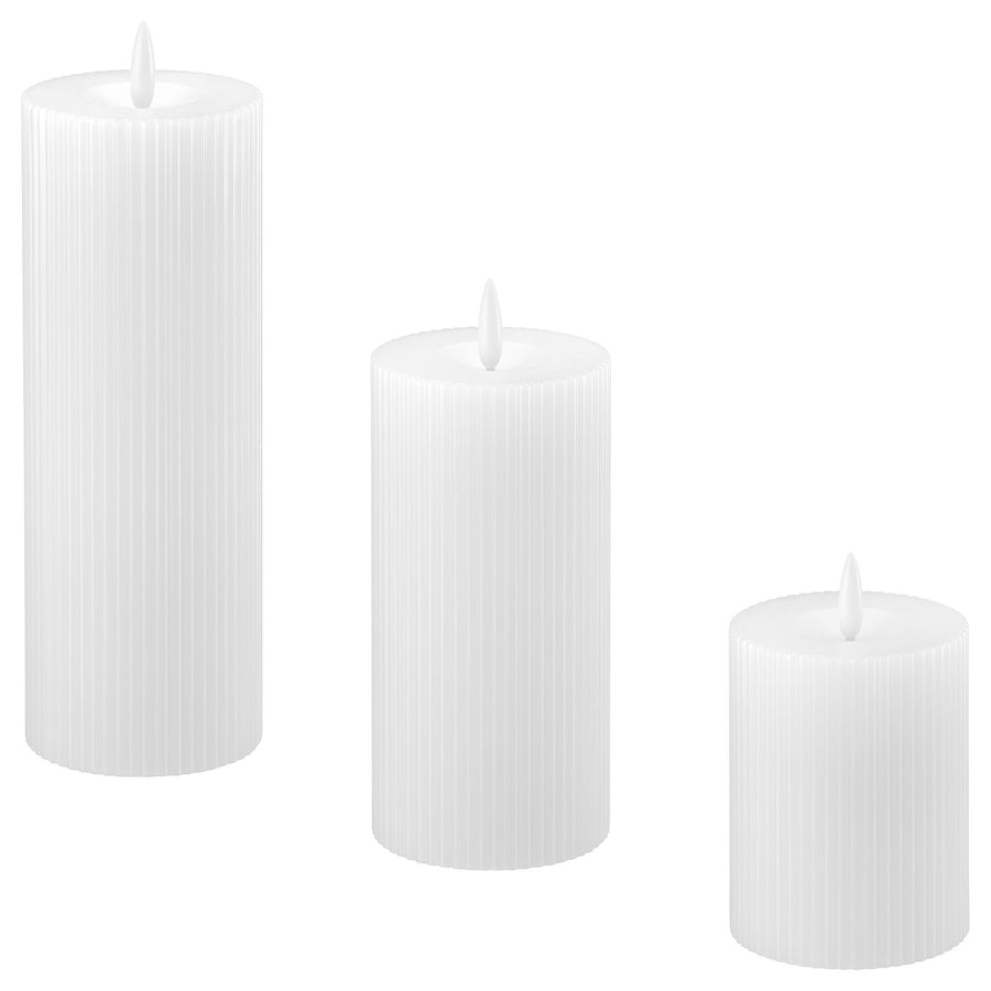 SILVERMÅS LED pillar candle, set of 3, battery-operated white