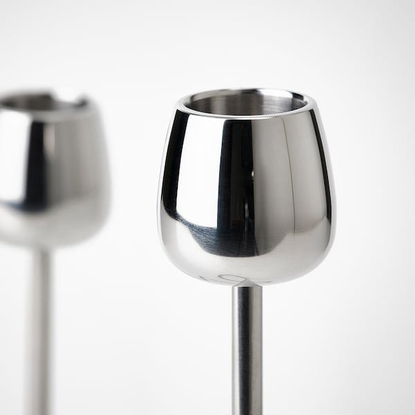 Ikea SILVERPÄRON - Candlestick for 2 candles, silver-colour, 20 cm
