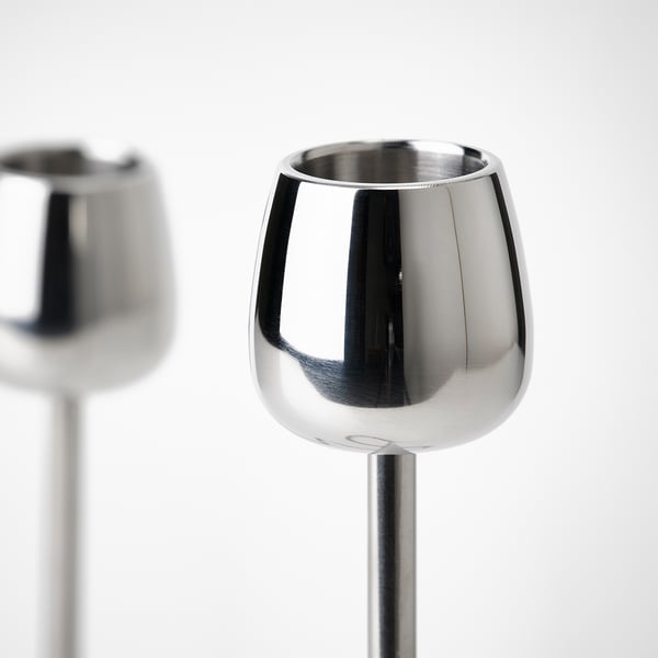 SILVERPÄRON candlestick for 2 candles, silver-colour, 20 cm