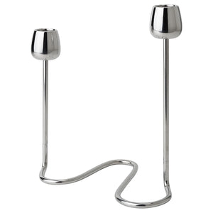 Ikea SILVERPÄRON - Candlestick for 2 candles, silver-colour, 20 cm