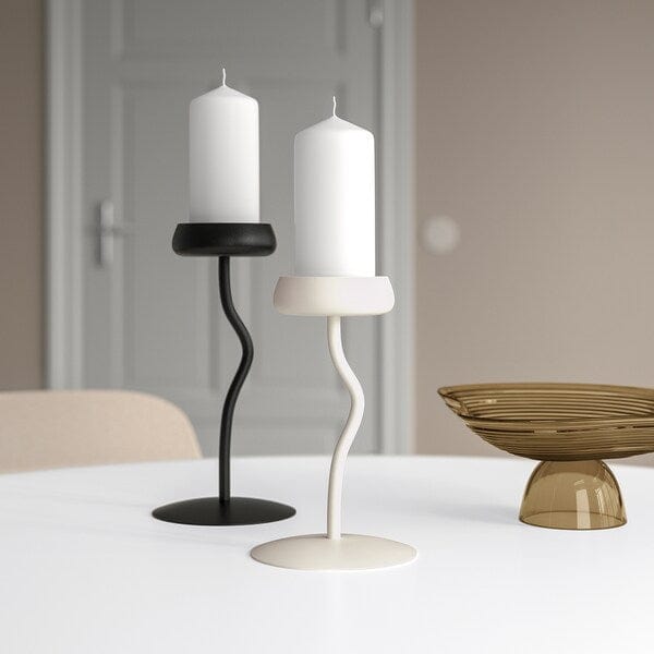 Ikea SILVERPÄRON - Pillar candle holder, black, 24 cm