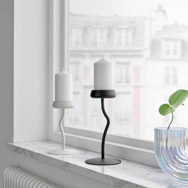 Ikea SILVERPÄRON - Pillar candle holder, black, 24 cm