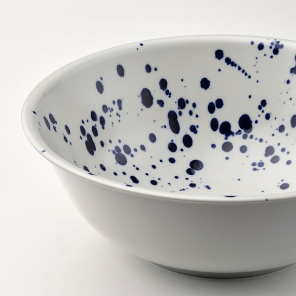 SILVERSIDA serving bowl, patterned/blue, 28 cm