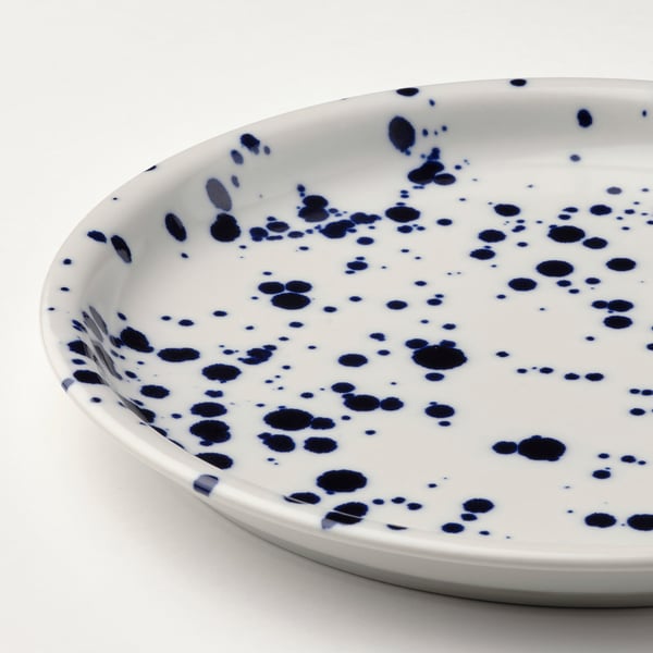 SILVERSIDA plate, patterned/blue, 26 cm