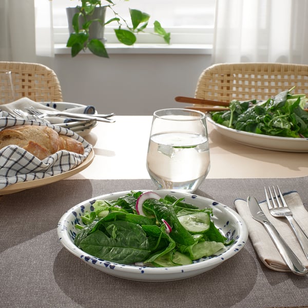 SILVERSIDA side plate, patterned/blue, 20 cm