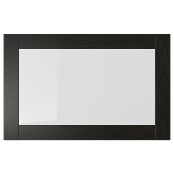 SINDVIK glass door, black-brown/clear glass, 60x38 cm