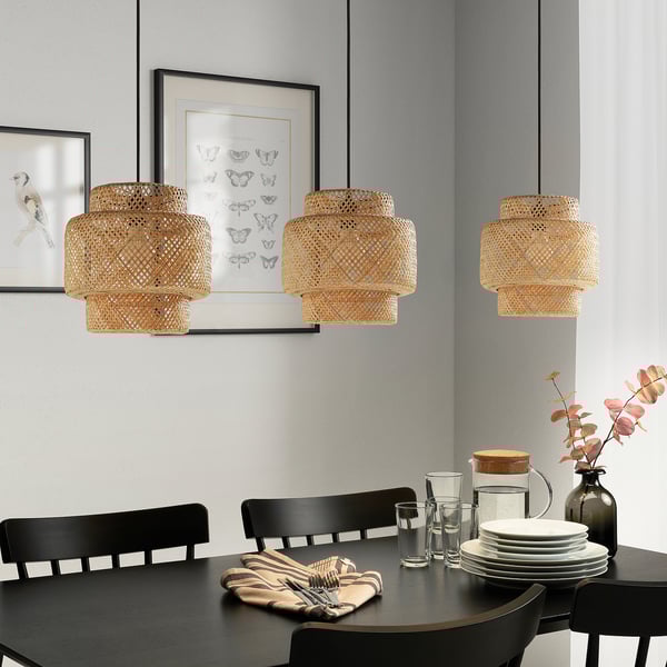 SINNERLIG pendant lamp, bamboo/handmade, 27 cm