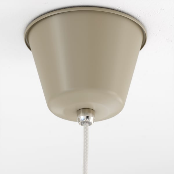 SJÖMAKT pendant lamp, beige/ash, 38 cm