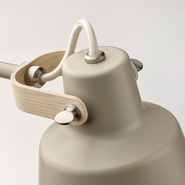 SJÖMAKT desk lamp, beige/ash