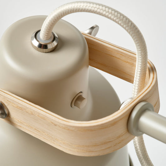SJÖMAKT floor lamp with 2-spot, beige/ash, 15 cm