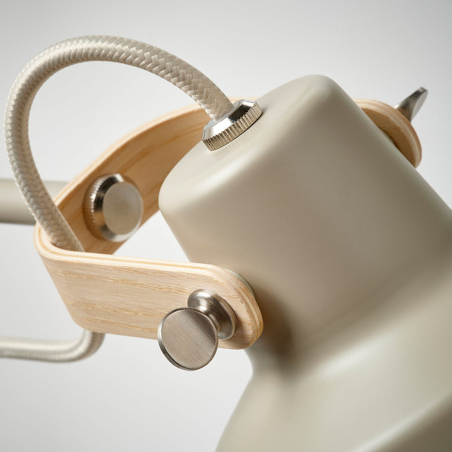 SJÖMAKT floor lamp with 2-spot, beige/ash, 15 cm