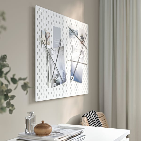 SKÅDIS pegboard combination, white, 76x56 cm
