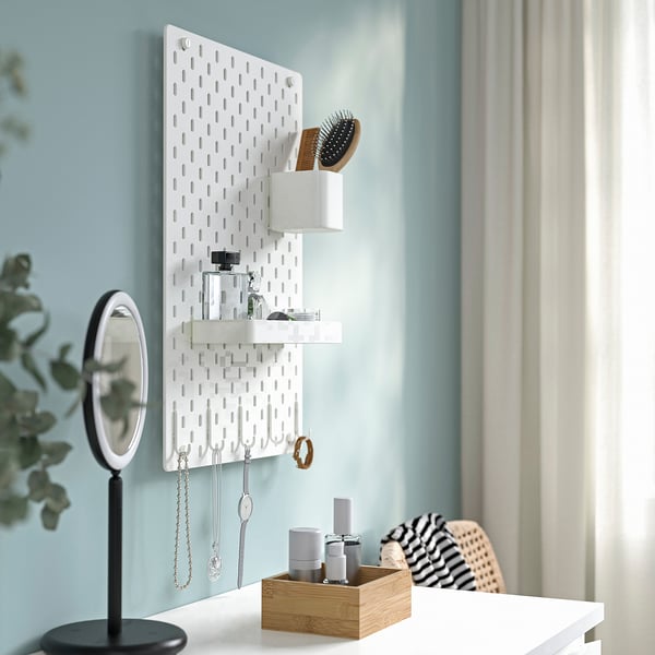 SKÅDIS pegboard combination, white, 36x56 cm