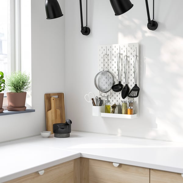 SKÅDIS pegboard combination, white, 36x56 cm