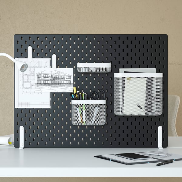 SKÅDIS pegboard combination, black, 76x56 cm