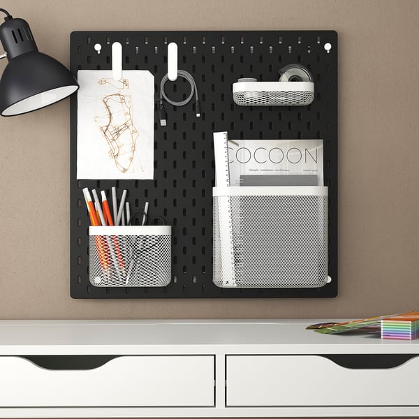 SKÅDIS pegboard combination, black, 56x56 cm