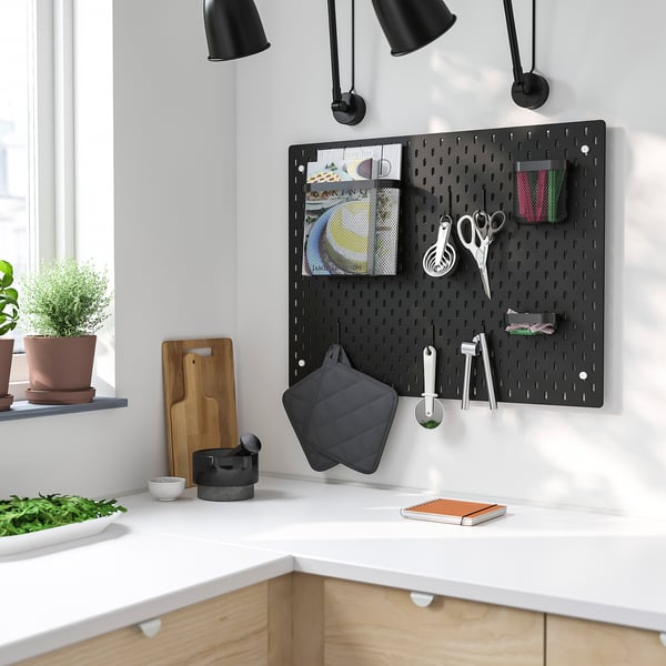 SKÅDIS pegboard combination, black, 76x56 cm
