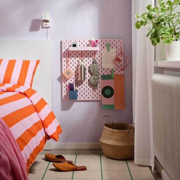 SKÅDIS pegboard, beige/pink, 56x56 cm