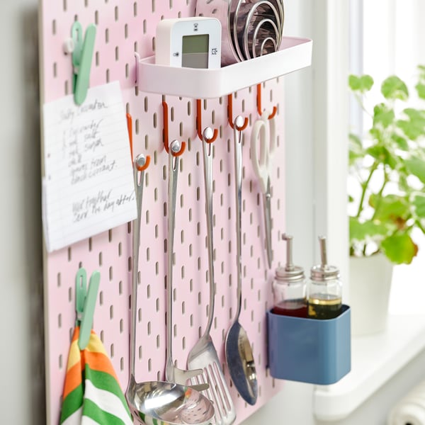 SKÅDIS pegboard, beige/pink, 56x56 cm