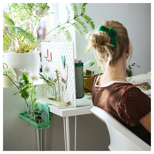 SKÅDIS freestanding peg board, white, 56x37 cm