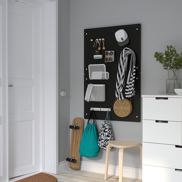 SKÅDIS pegboard, black, 76x56 cm