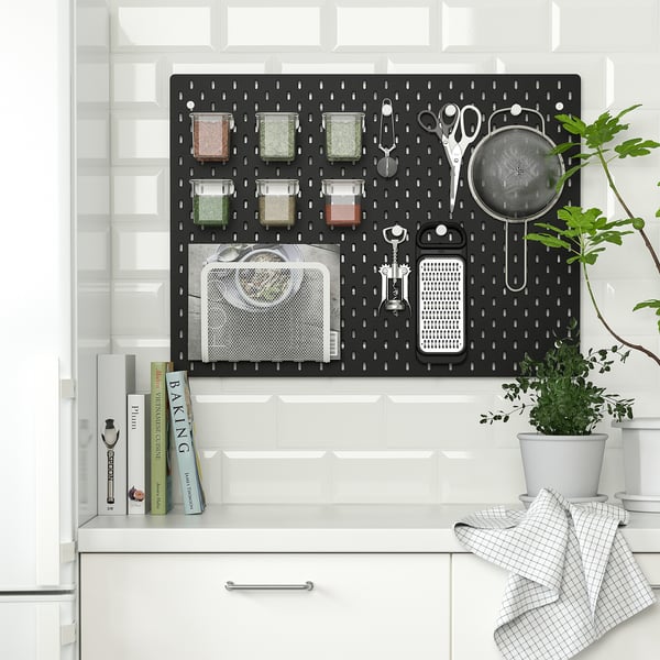 SKÅDIS pegboard, black, 76x56 cm