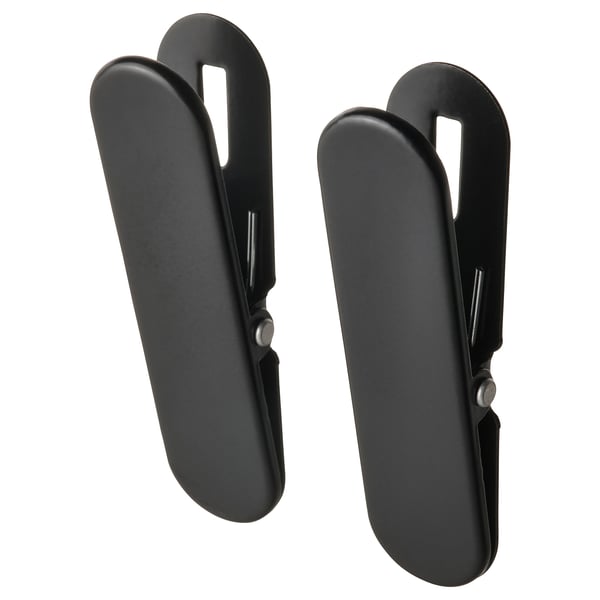 SKÅDIS clip, black, 2x8 cm, 2 pack