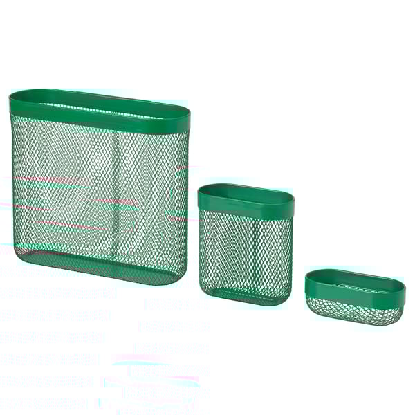 SKÅDIS storage basket, set of 3, green