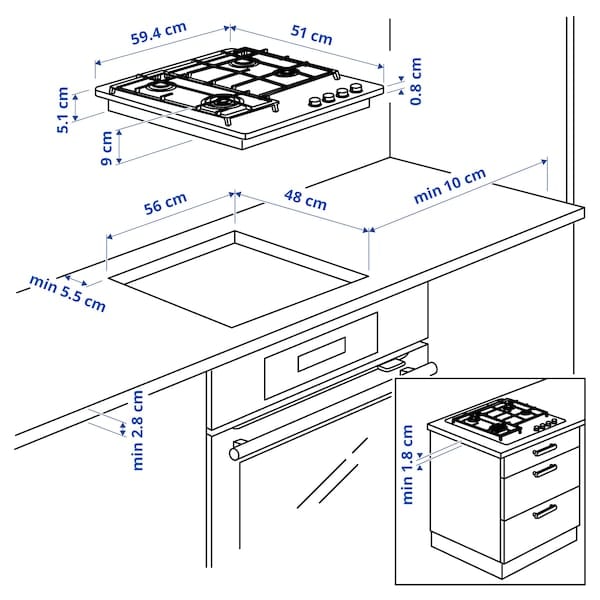 Ikea SKÅLAN Gas cooktop, 300 black, 59 cm , 59 cm