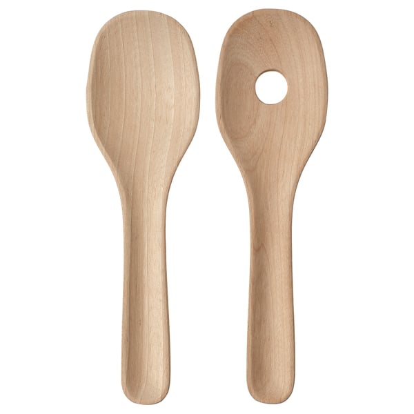 SKALLKNEKT 2-piece salad servers set, solid birch
