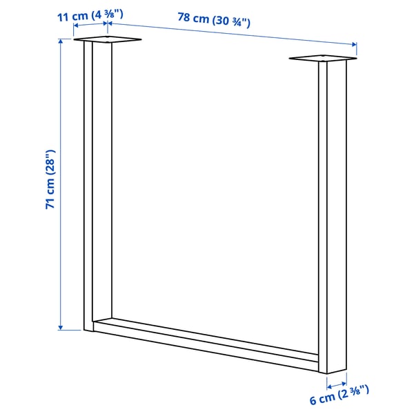 SKÅLSTA table leg, U-shaped black-grey, 4 cm, 2 pack