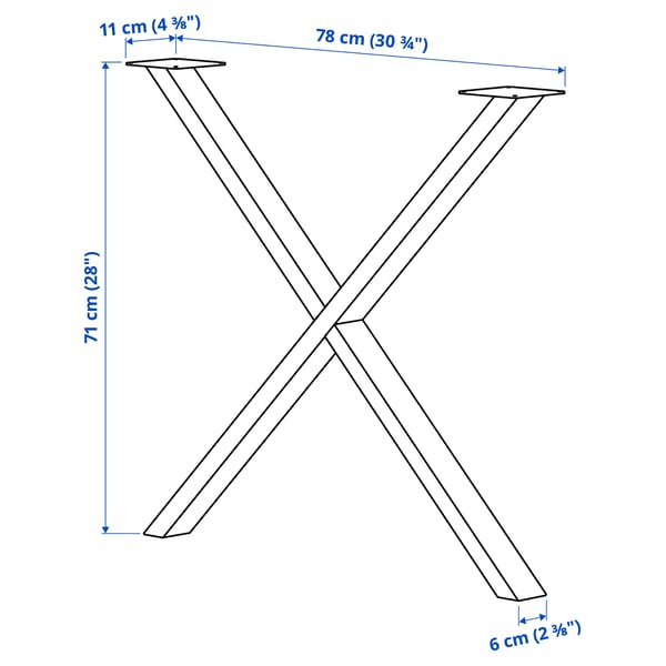 SKÅLSTA table leg, X-shaped black-grey