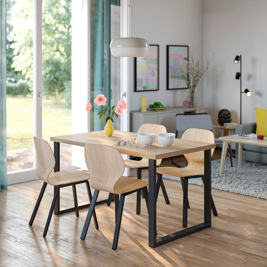 SKÅLSTA chair, oak veneer/profiled metal/black-grey, 52x82x50 cm