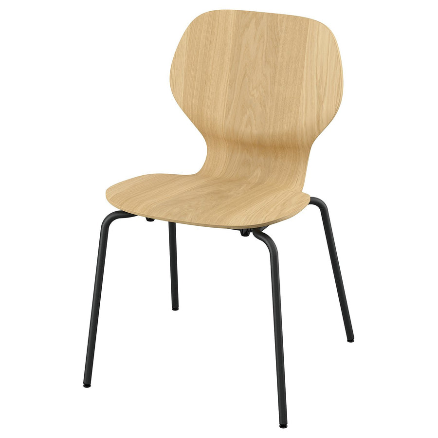 SKÅLSTA chair, oak veneer/tubular metal/black-grey, 52x82x50 cm