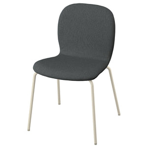 SKÅLSTA chair, Knäbäck dark grey/tubular metal/light grey-beige, 52x80x50 cm