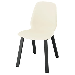 SKÅLSTA chair, plastic beige/profiled metal/black-grey, 52x81x50 cm