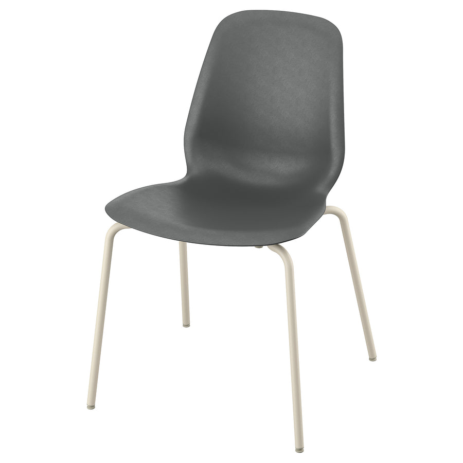 SKÅLSTA chair, plastic black/tubular metal/light grey-beige, 52x81x50 cm
