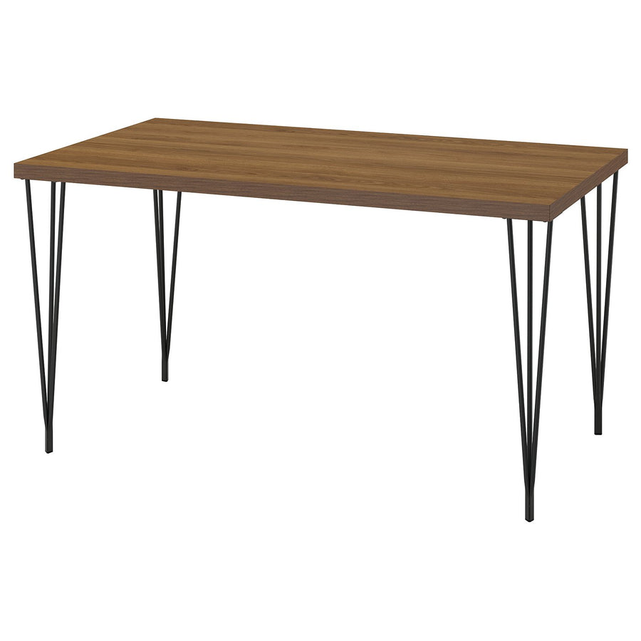 SKÅLSTA table, walnut effect/hairpin black-grey, 140x80 cm