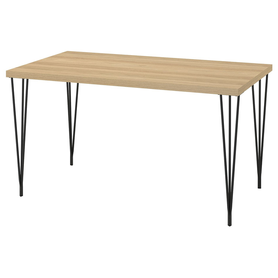SKÅLSTA table, oak effect/hairpin black-grey, 140x80 cm