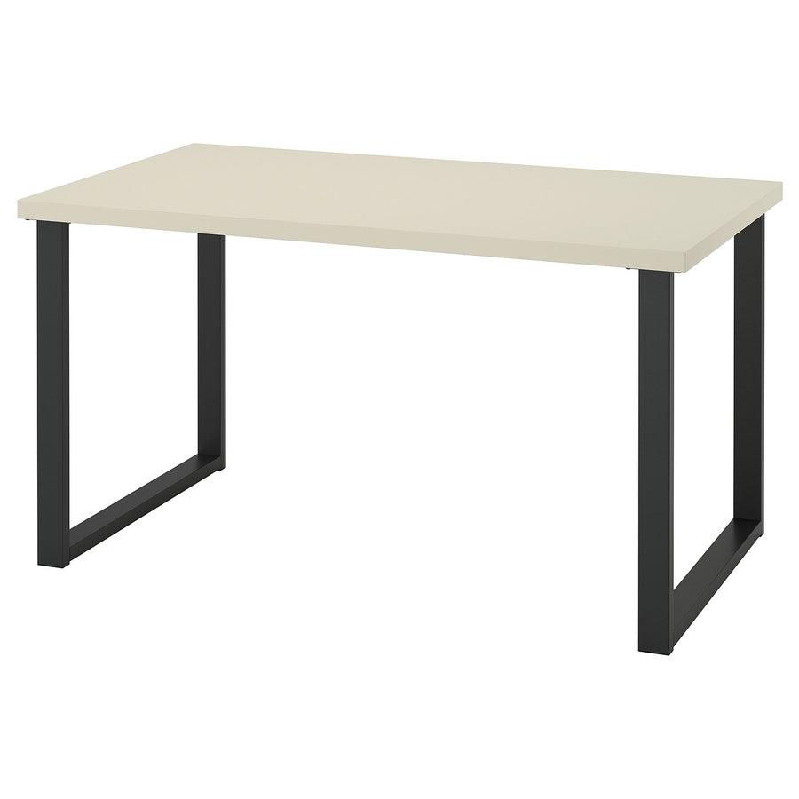 SKÅLSTA table, light grey-beige/U-shaped black-grey, 140x80 cm