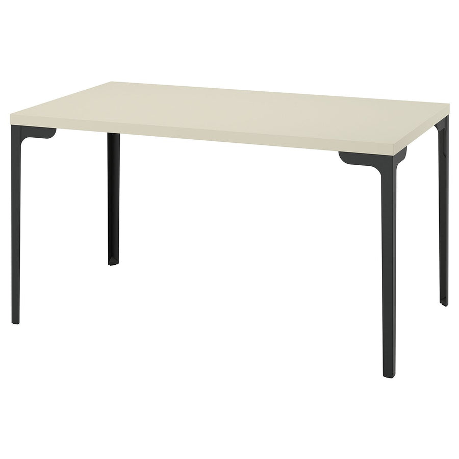 SKÅLSTA table, light grey-beige/straight black-grey, 140x80 cm