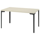 SKÅLSTA table, light grey-beige/straight black-grey, 140x80 cm