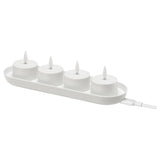 SKATGÅS LED tealight kit, with charging tray white, 20x6 cm