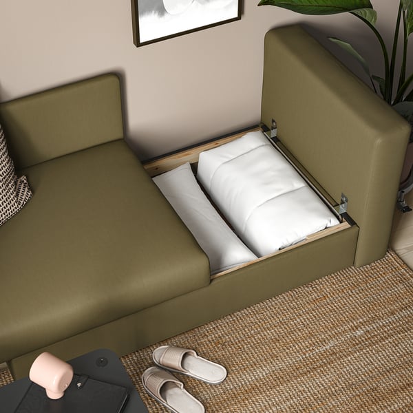 SKÖNABÄCK 2-seat sofa-bed, Vissle yellow-green, 190x158 cm