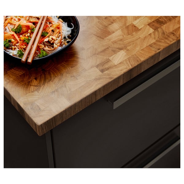 SKOGSÅ worktop, oak/veneer, 186x3.8 cm