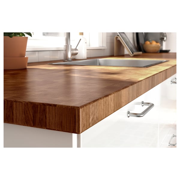 SKOGSÅ worktop, oak/veneer, 246x3.8 cm