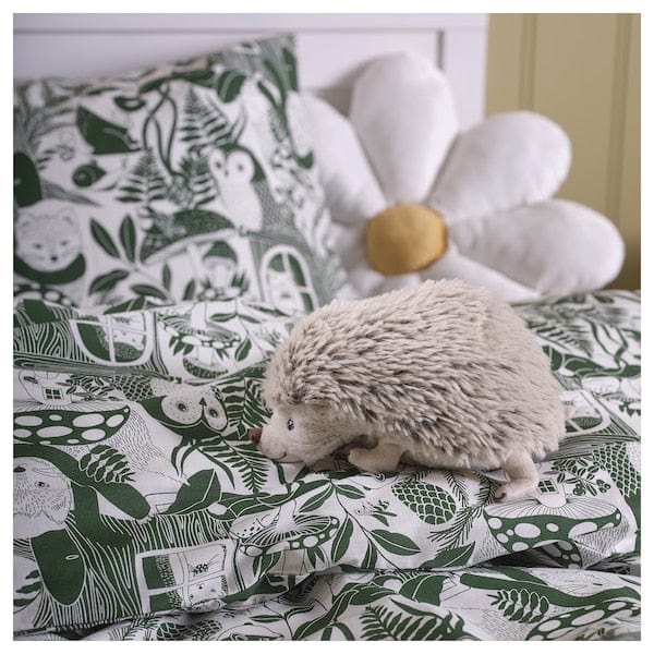 Ikea SKOGSDUVA - Duvet cover and pillowcase, white green/forest pattern, 150x200/50x80 cm